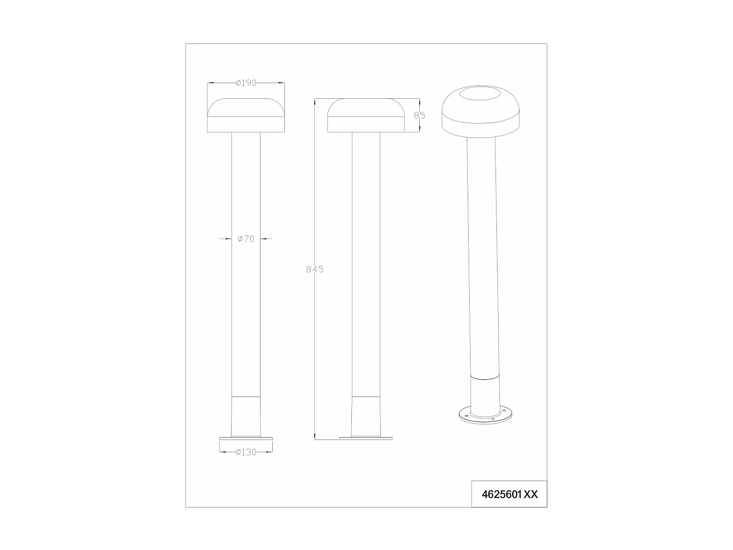 Palo alto da esterno, alluminio, antracite e legno, H 85 cm, Fraser