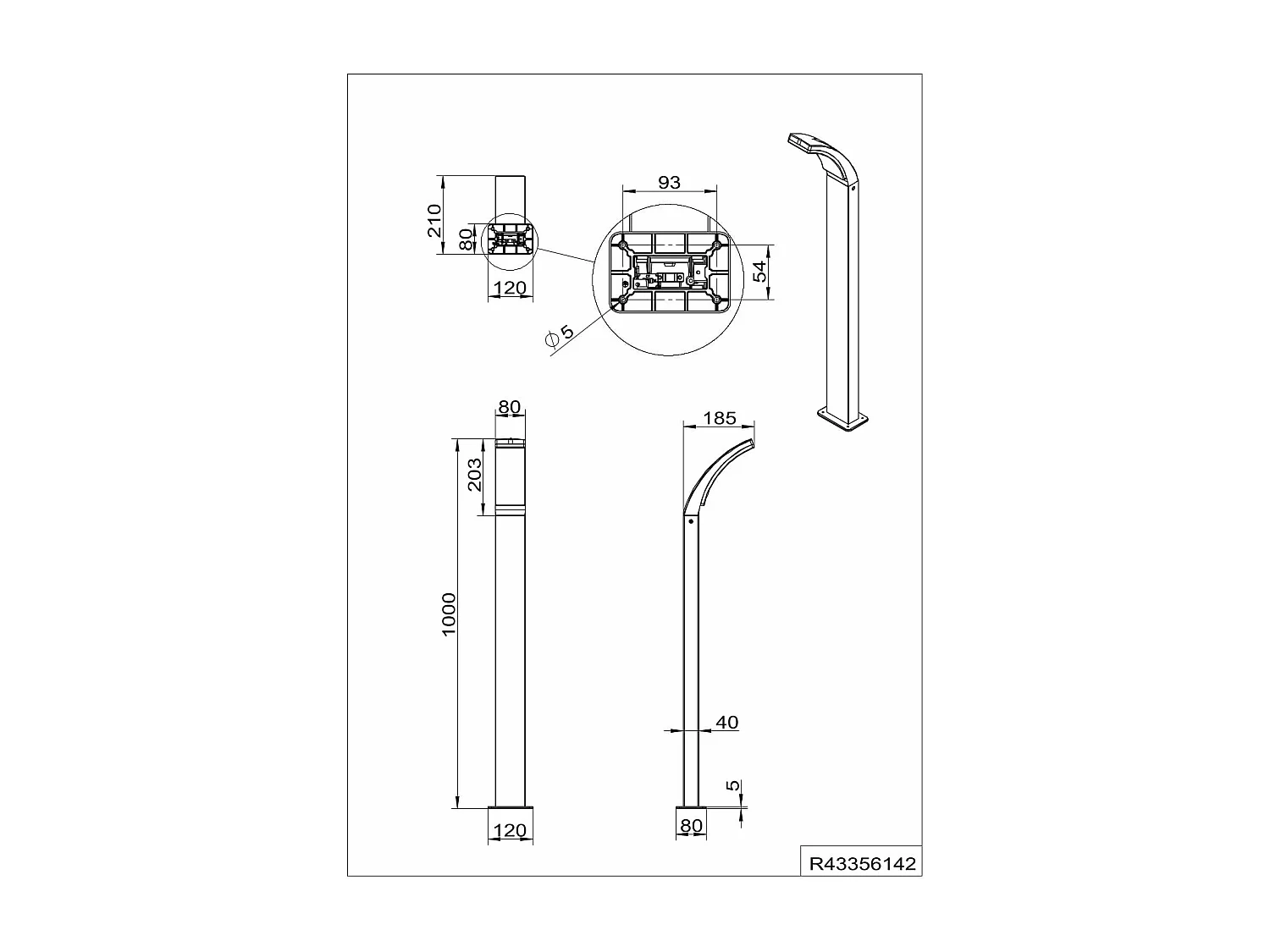 Palo alto da esterno LED, alluminio, antracite, H 100 cm, Beja
