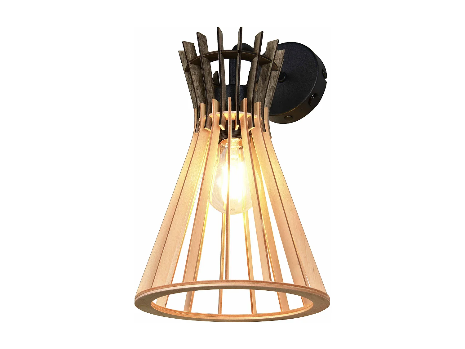 Applique, legno e metallo nero, H 36 cm, Alice