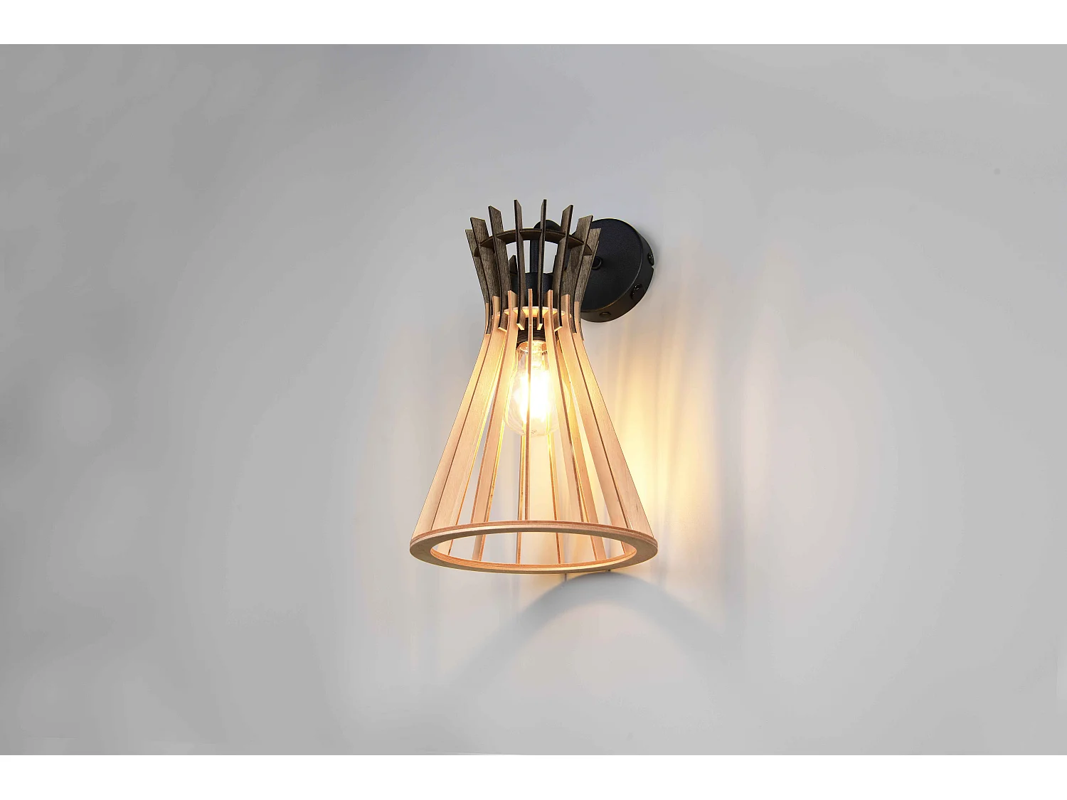 Applique, legno e metallo nero, H 36 cm, Alice