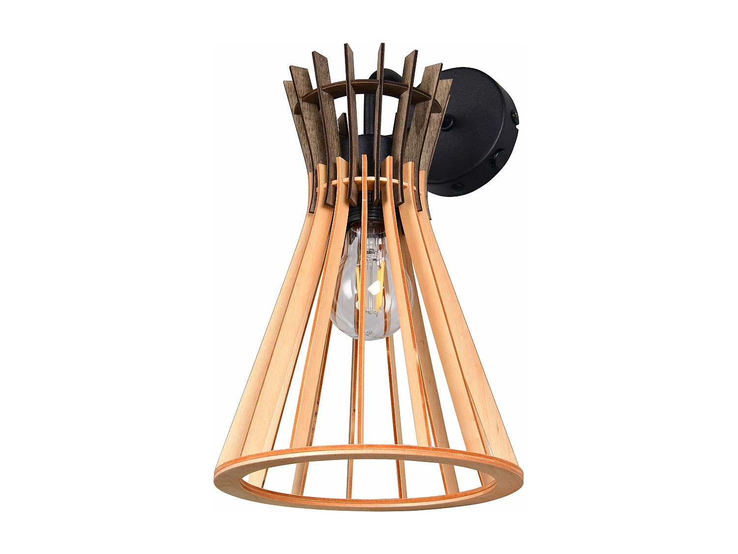 Applique, legno e metallo nero, H 36 cm, Alice