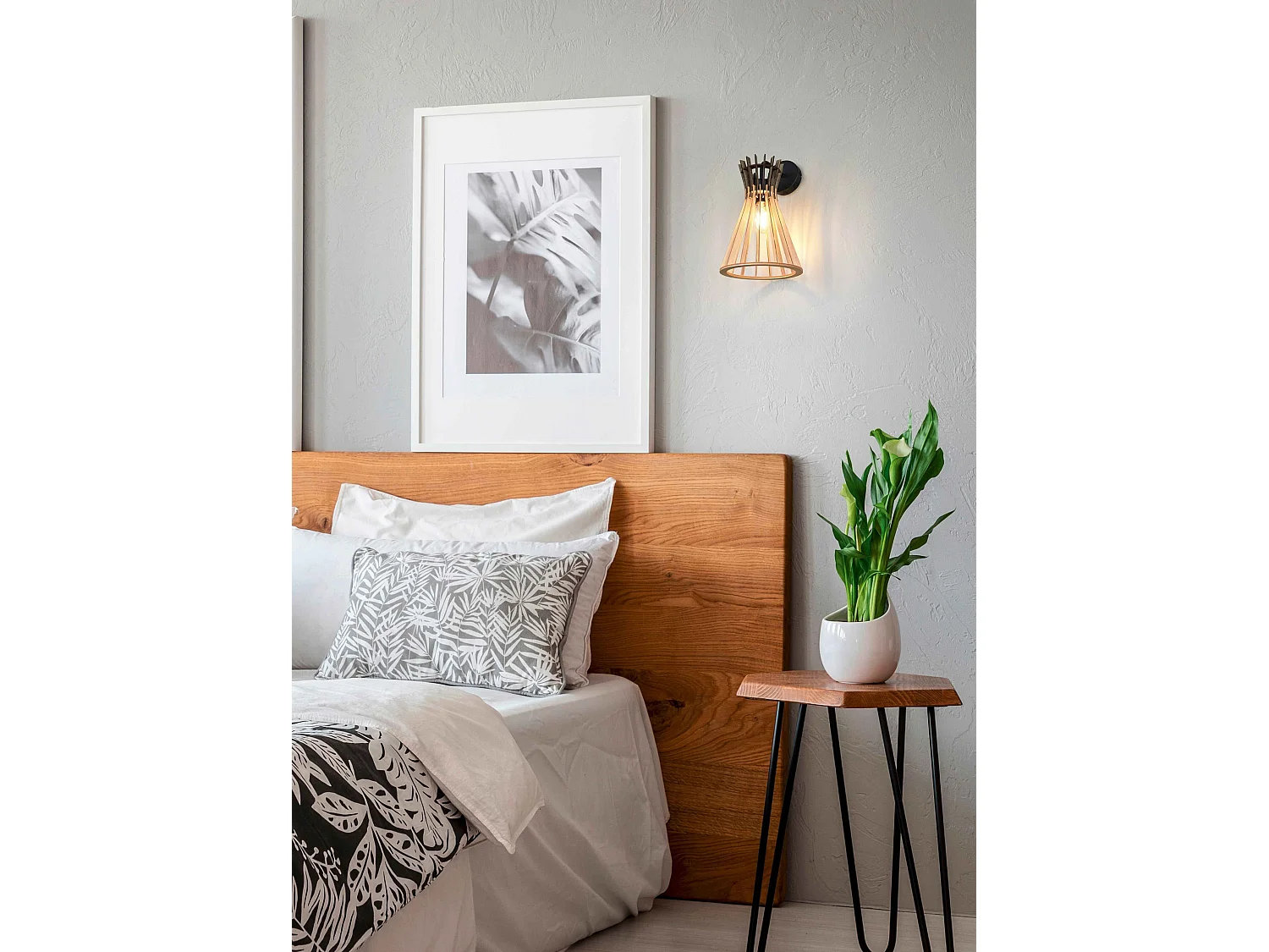 Applique, legno e metallo nero, H 36 cm, Alice