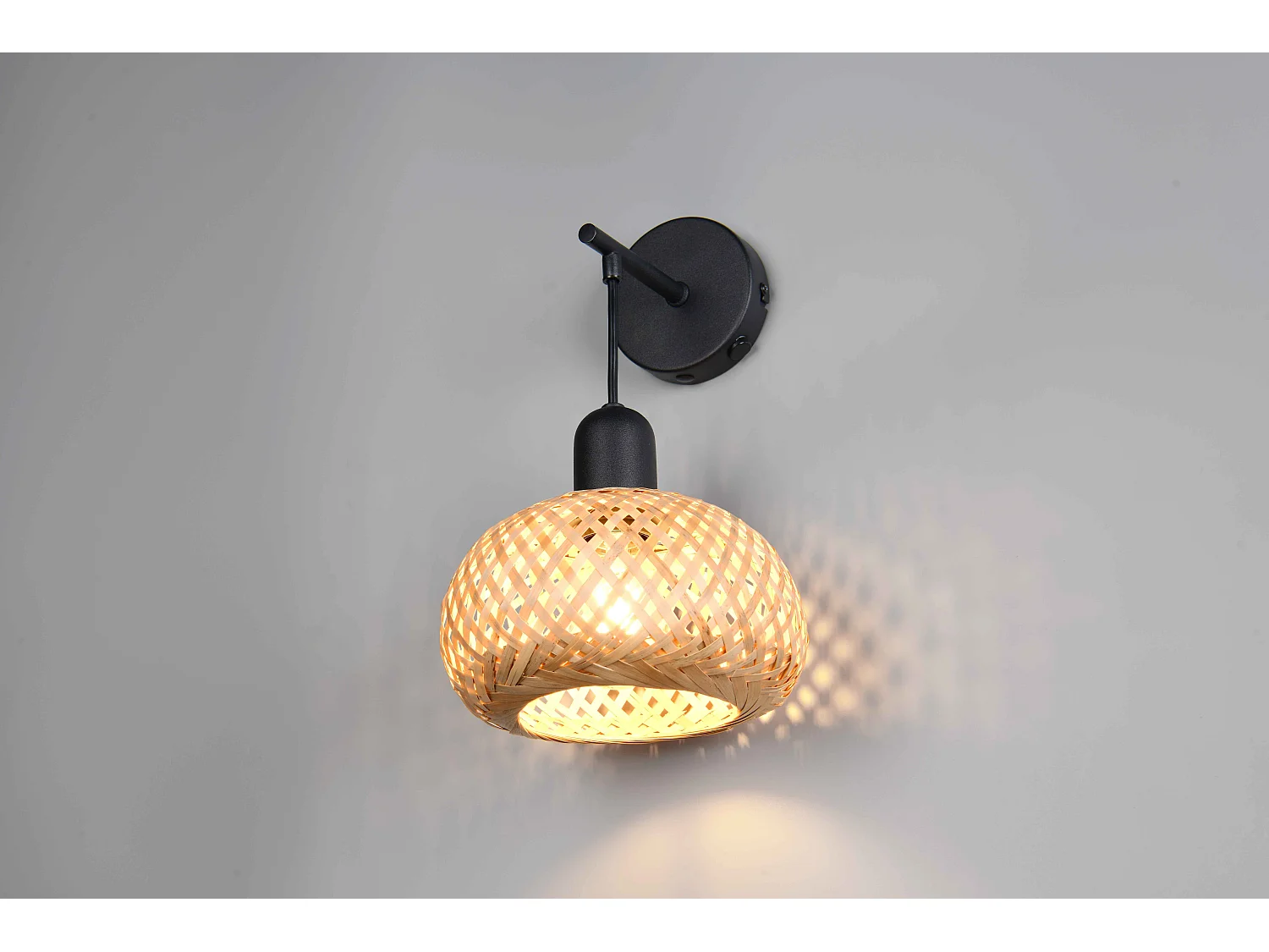 Applique, bambù e metallo nero, H 31 cm, Leonie