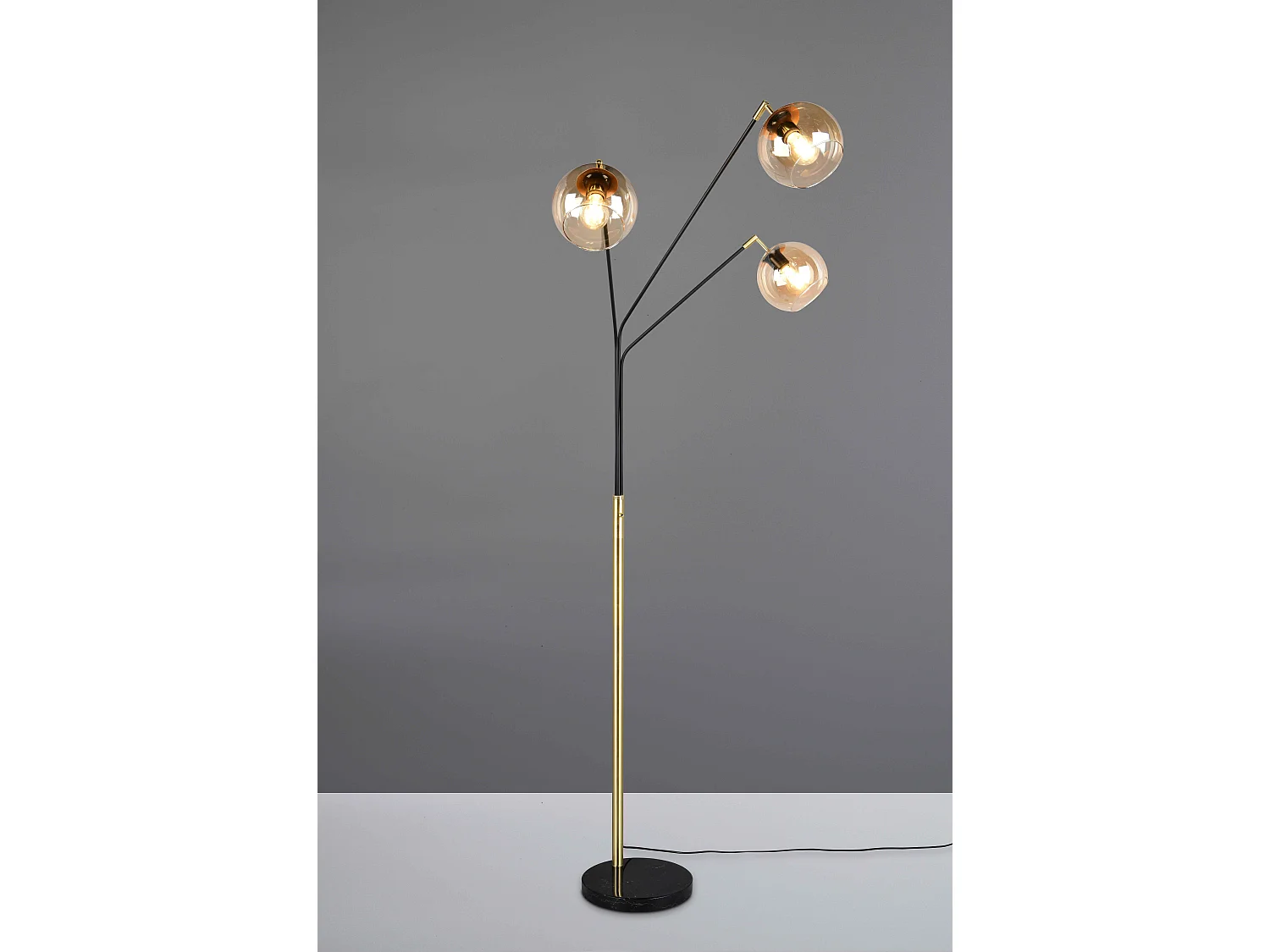 Piantana 3 diffusori, metallo e vetro, nero e oro, H200 cm, Paxton