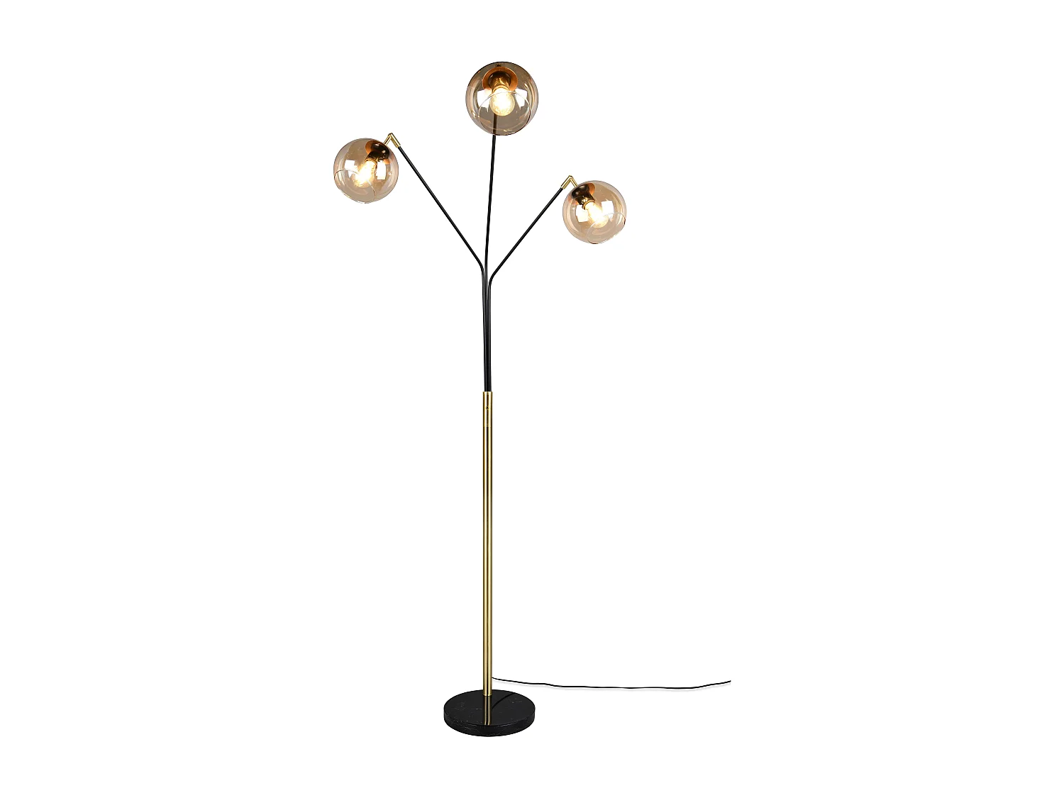 Piantana 3 diffusori, metallo e vetro, nero e oro, H200 cm, Paxton