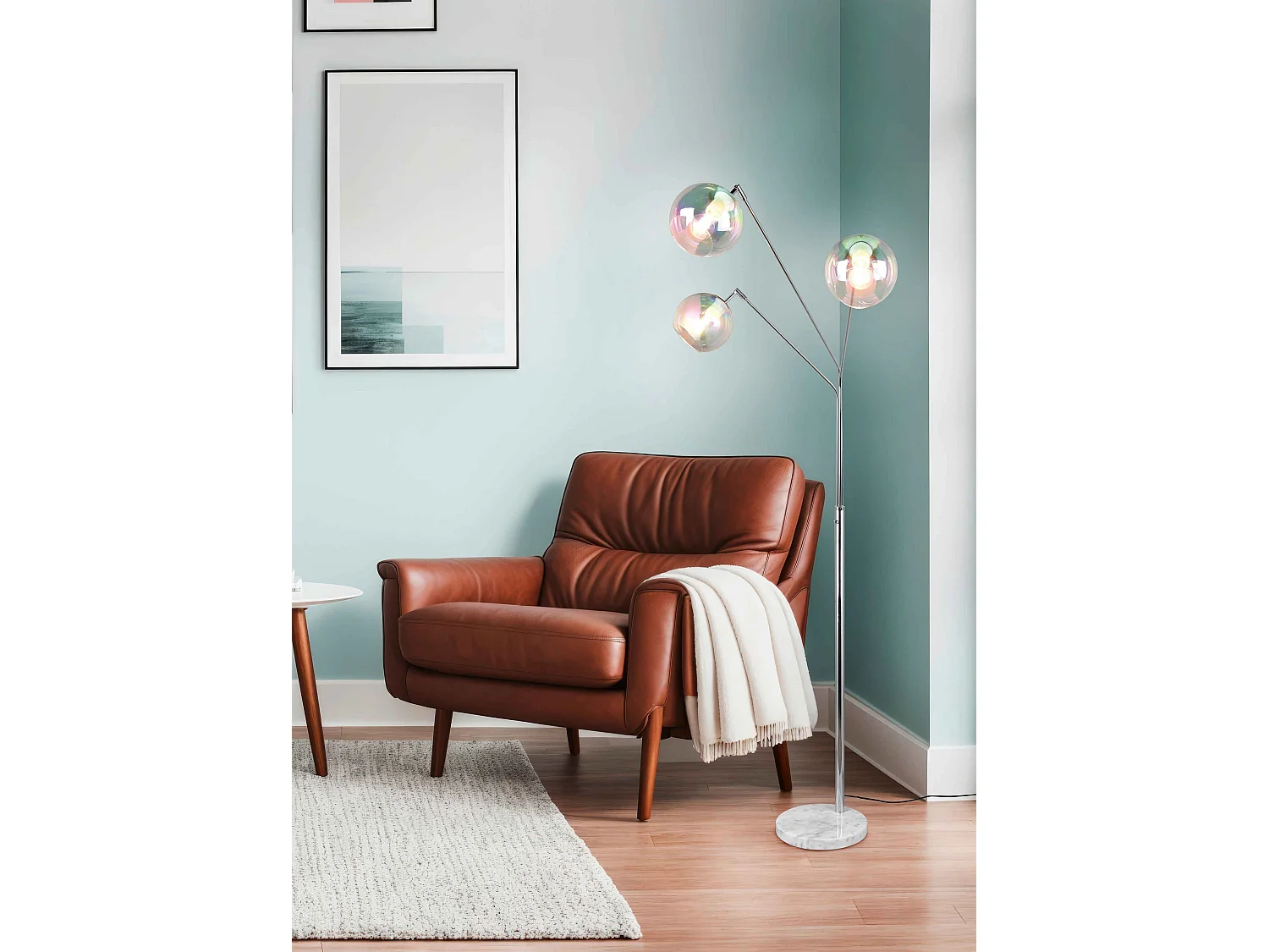 Piantana 3 diffusori, metallo e vetro, cromo, H200 cm, Paxton