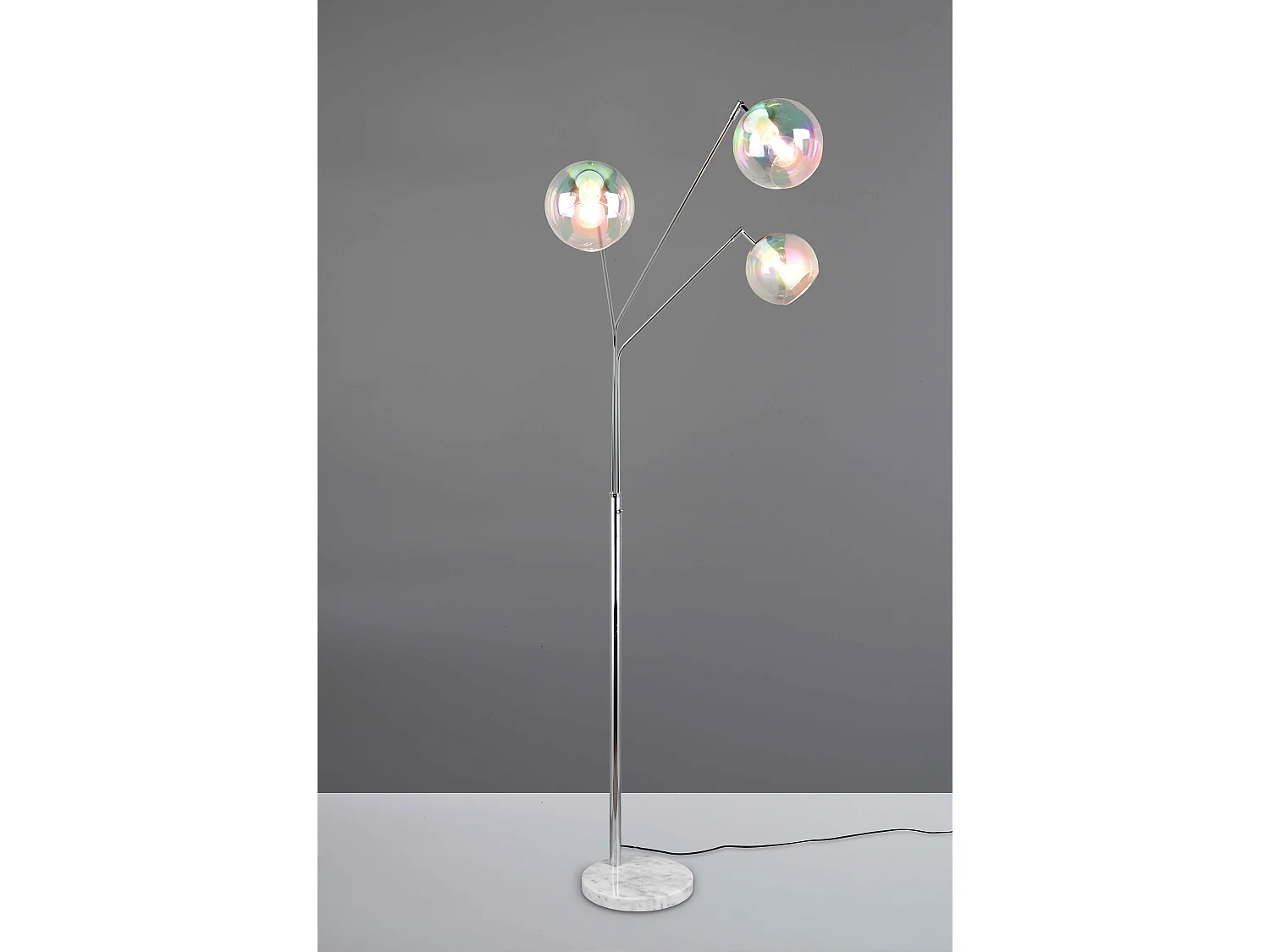 Piantana 3 diffusori, metallo e vetro, cromo, H200 cm, Paxton