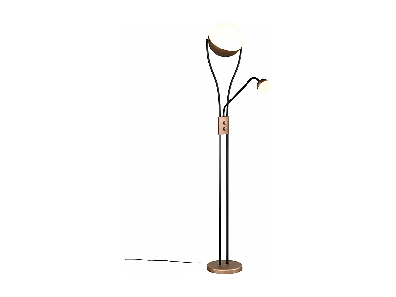 Piantana c/lampada lettura, metallo, nero e caffè, H 180 cm, Chris