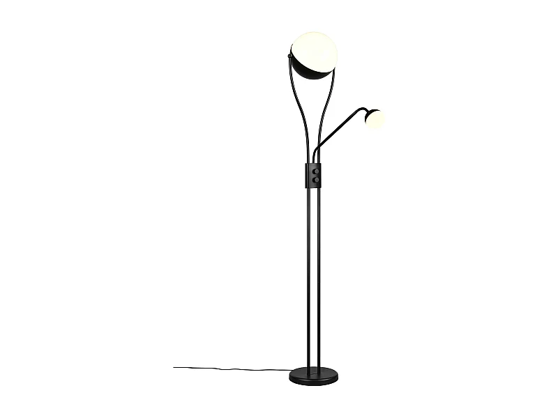 Piantana c/lampada lettura, metallo, nero, H 180 cm, Chris