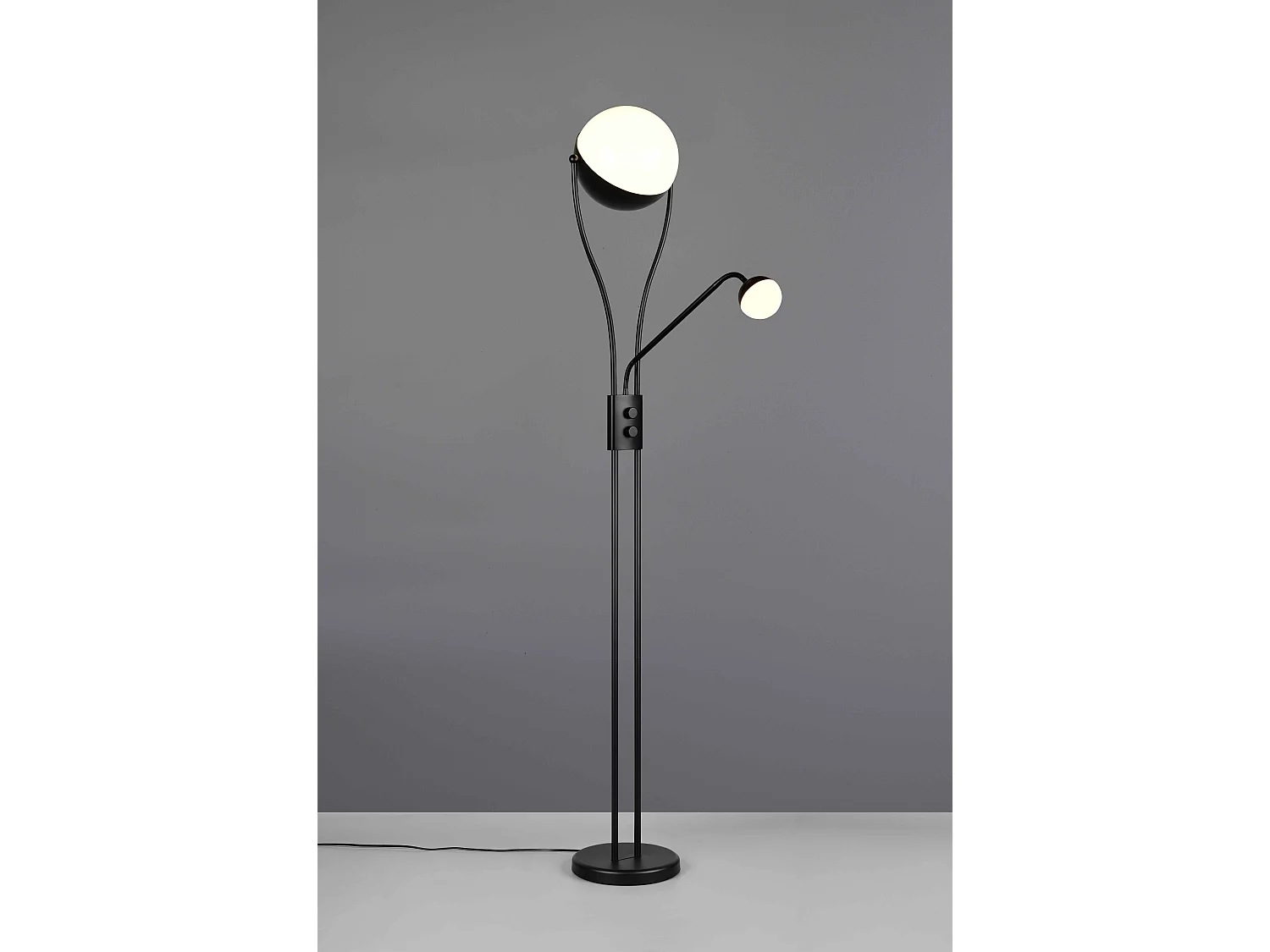 Piantana c/lampada lettura, metallo, nero, H 180 cm, Chris