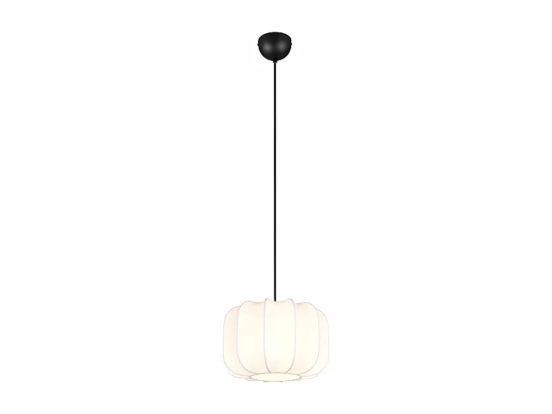 Lampada a sospensione, tessuto e metallo, bianco e nero, D 25 cm, Madeline