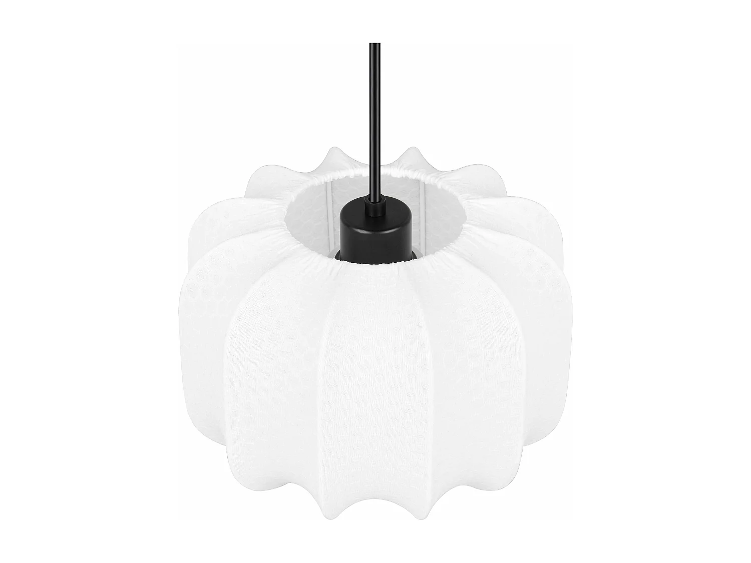 Lampada a sospensione, tessuto e metallo, bianco e nero, D 25 cm, Madeline