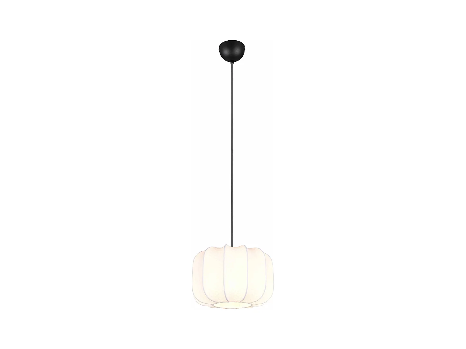 Lampada a sospensione, tessuto e metallo, bianco e nero, D 25 cm, Madeline