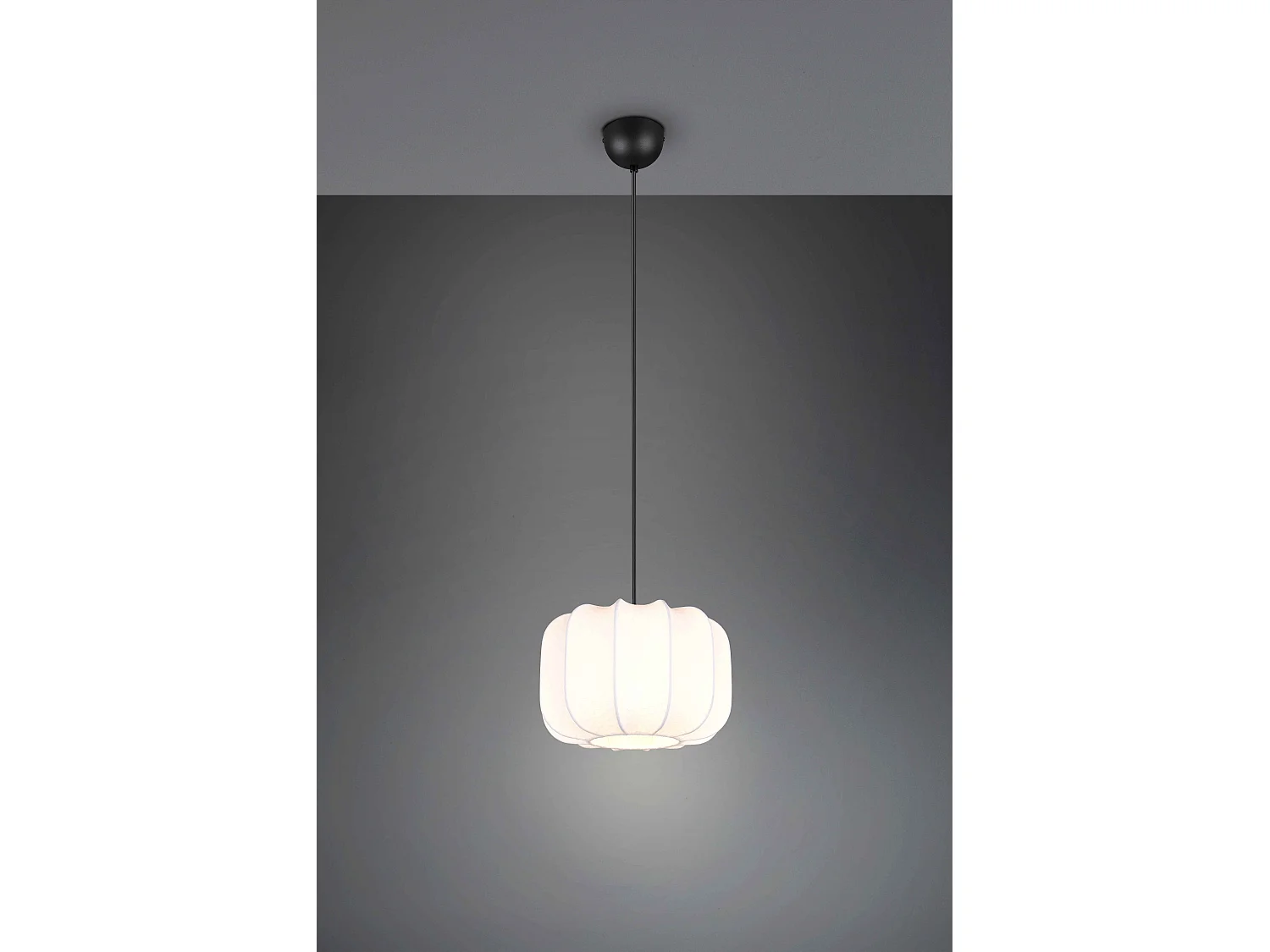 Lampada a sospensione, tessuto e metallo, bianco e nero, D 25 cm, Madeline