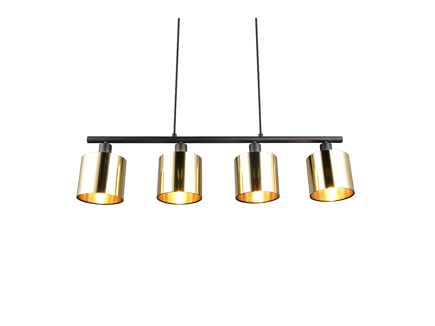 Lampada a sospensione 4 diffusori, metallo, nero e oro, L 75 cm, Jason
