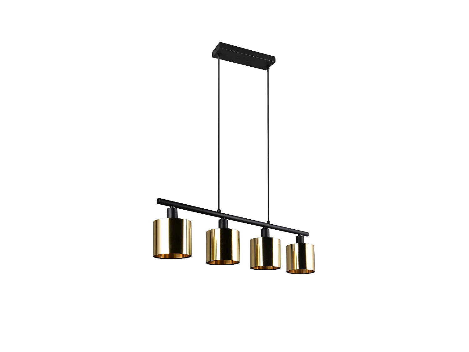 Lampada a sospensione 4 diffusori, metallo, nero e oro, L 75 cm, Jason