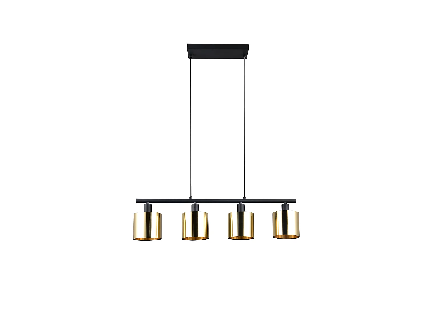 Lampada a sospensione 4 diffusori, metallo, nero e oro, L 75 cm, Jason