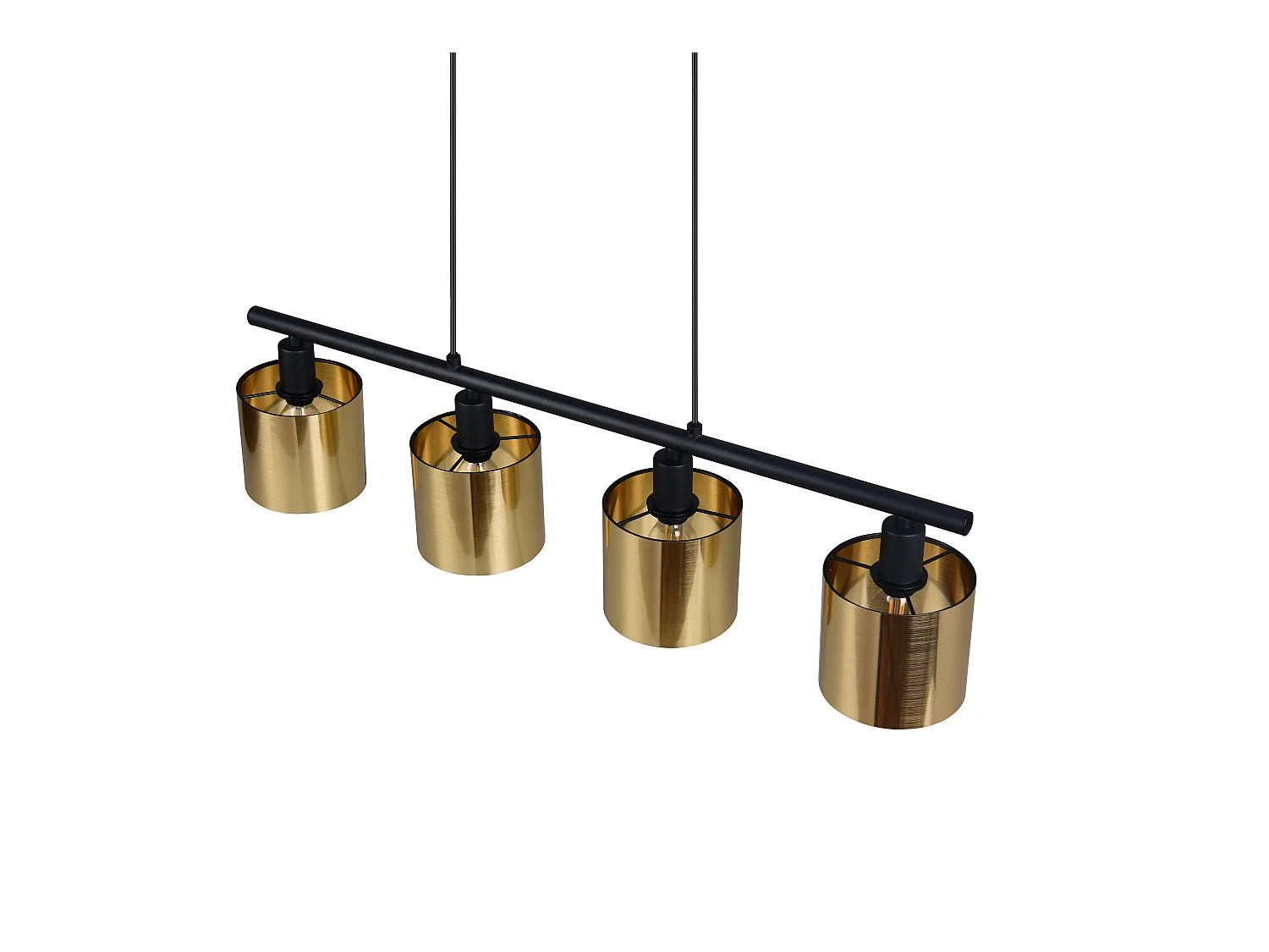 Lampada a sospensione 4 diffusori, metallo, nero e oro, L 75 cm, Jason