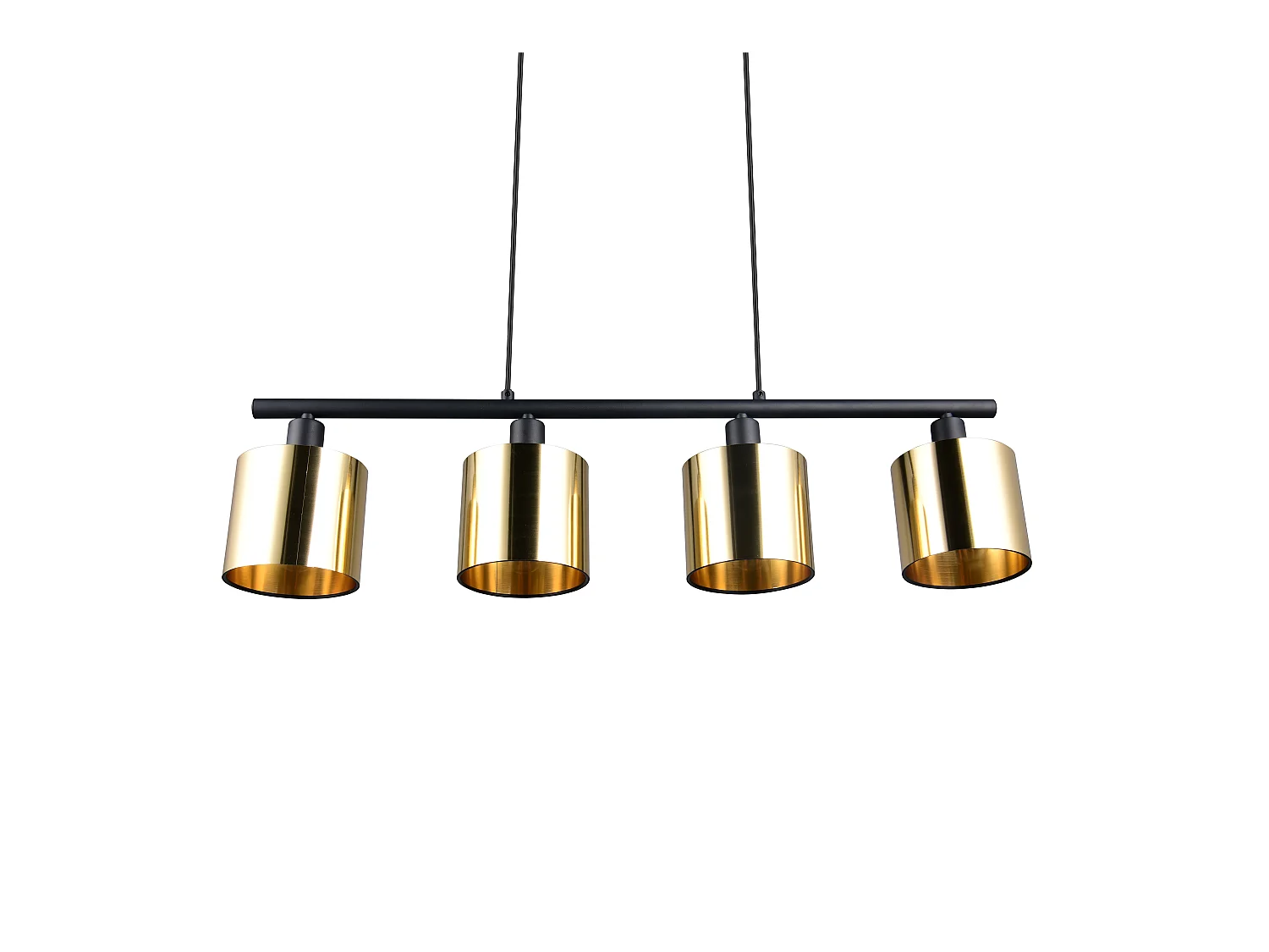 Lampada a sospensione 4 diffusori, metallo, nero e oro, L 75 cm, Jason