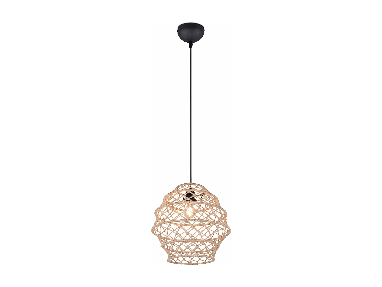 Lampada a sospensione, canapa e metallo, naturale e nero, D 39 cm, Hive