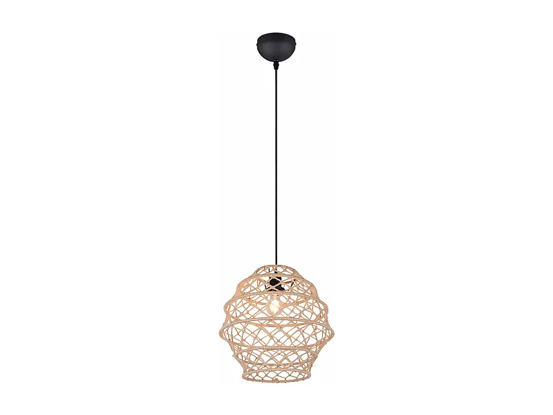 Lampada a sospensione, canapa e metallo, naturale e nero, D 39 cm, Hive