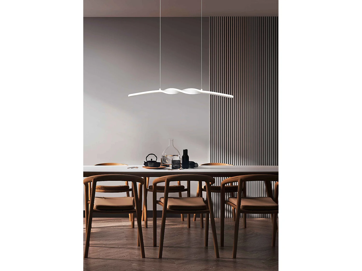 Lampada a sospensione LED, metallo, bianco, L 80 cm, Ginko