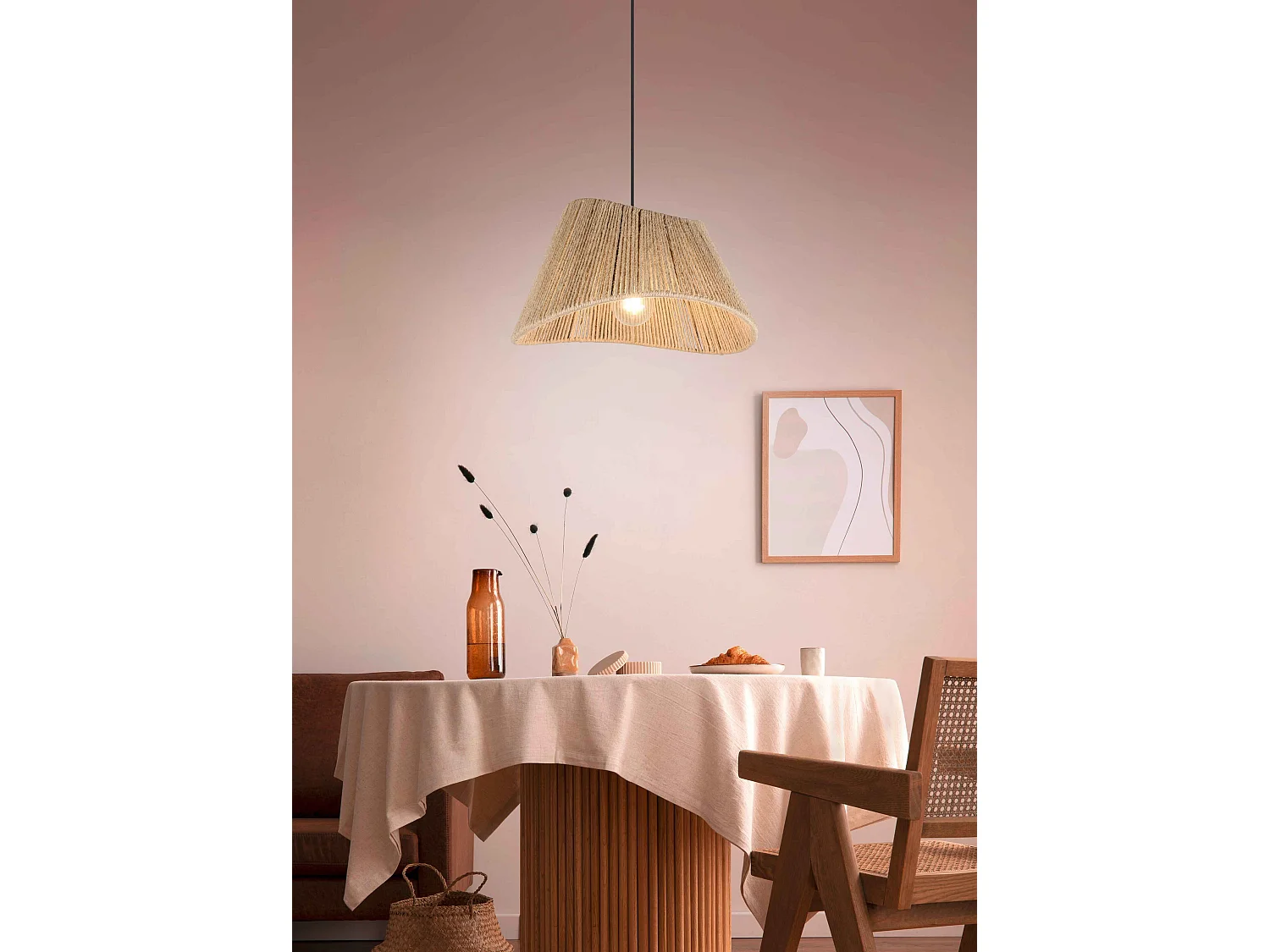 Lampada a sospensione, Iuta, naturale, D 52 cm, Valerie