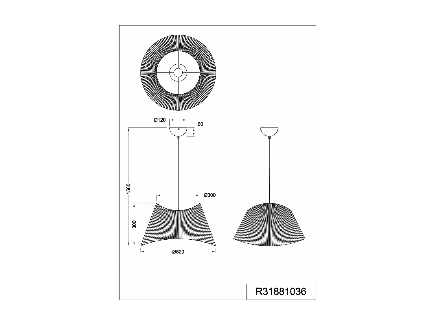 Lampada a sospensione, Iuta, naturale, D 52 cm, Valerie