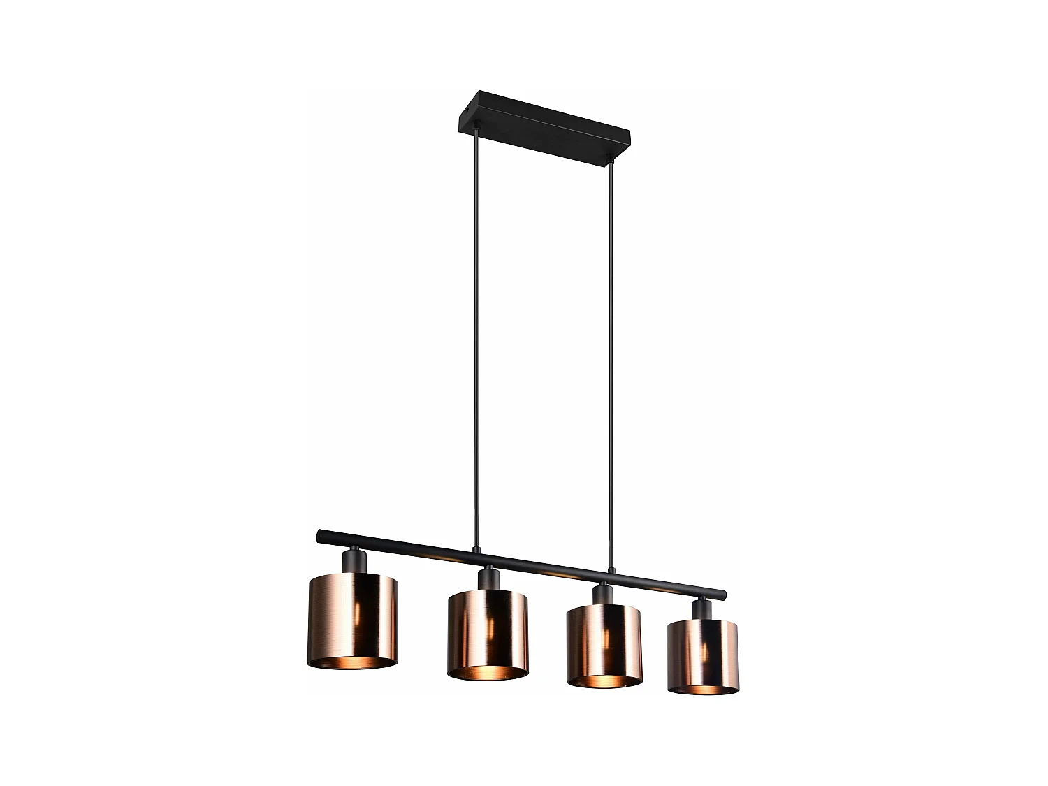 Lampada a sospensione 4 diffusori, metallo, nero e bronzo, L 75 cm, Jason