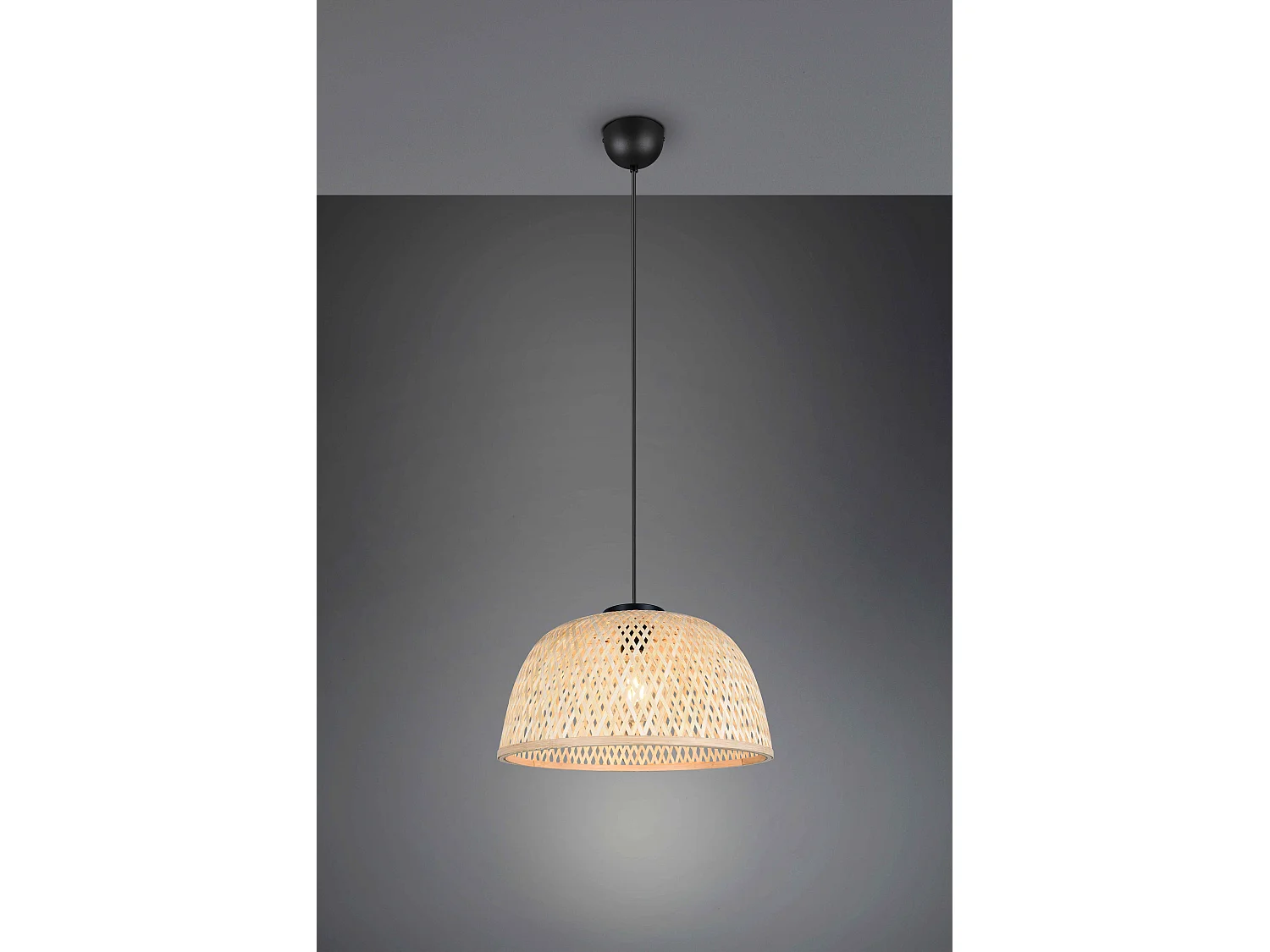 Lampada a sospensione, bambù e metallo, naturale e nero, D 40 cm, Laurent