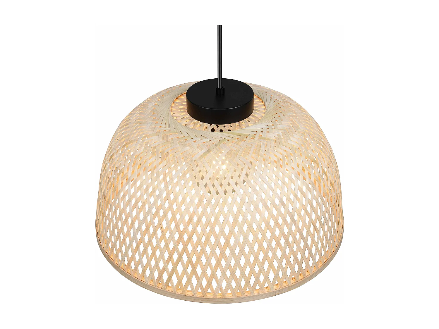 Lampada a sospensione, bambù e metallo, naturale e nero, D 40 cm, Laurent