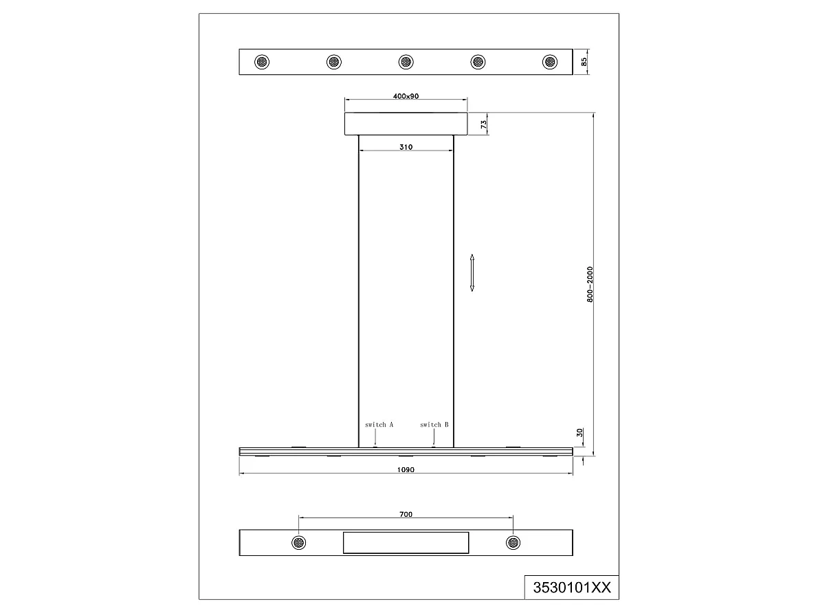 Hanglamp GRAHAM - 0x0x200 cm - Grijs