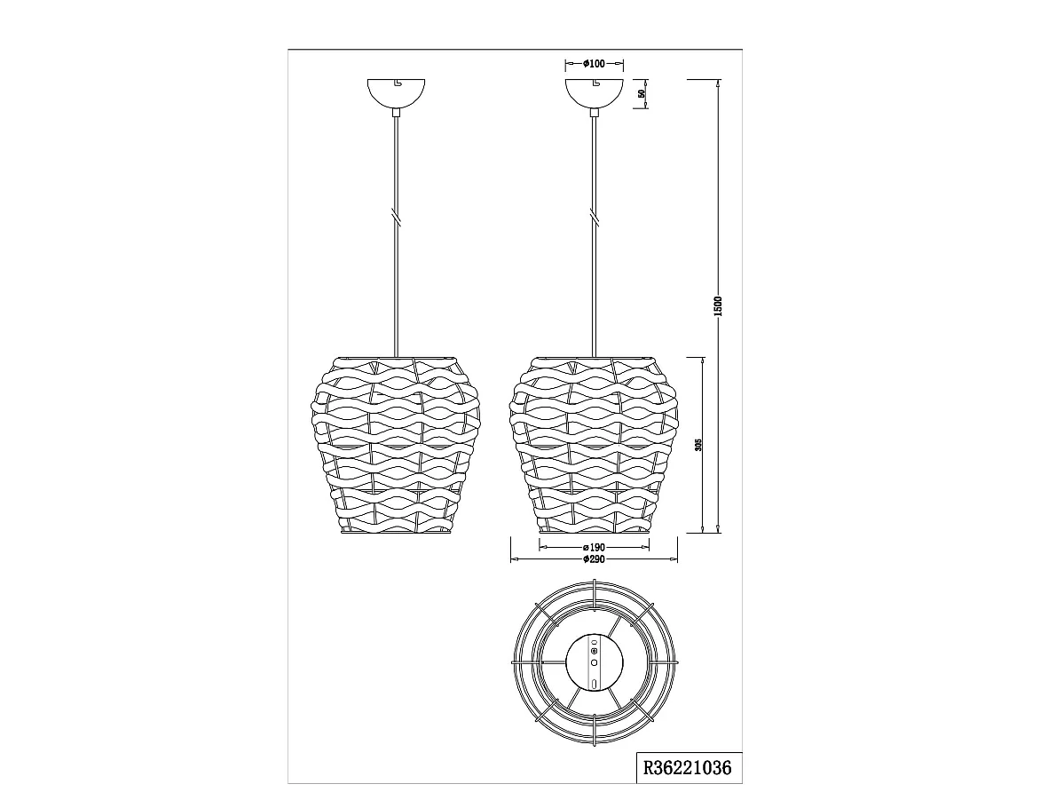Hanglamp JEAN - 29x29x150 cm - Zwart