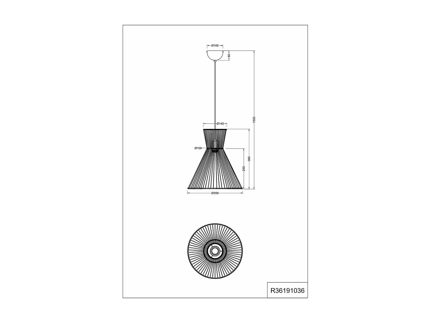 Lampada a sospensione, fibre naturali, D 35 cm, Rosalie