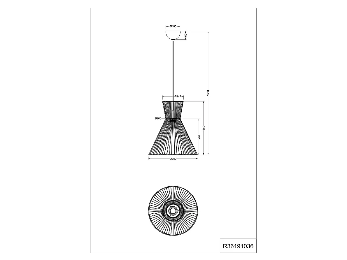 Hanglamp ROSALIE - 35x35x150 cm - Zwart