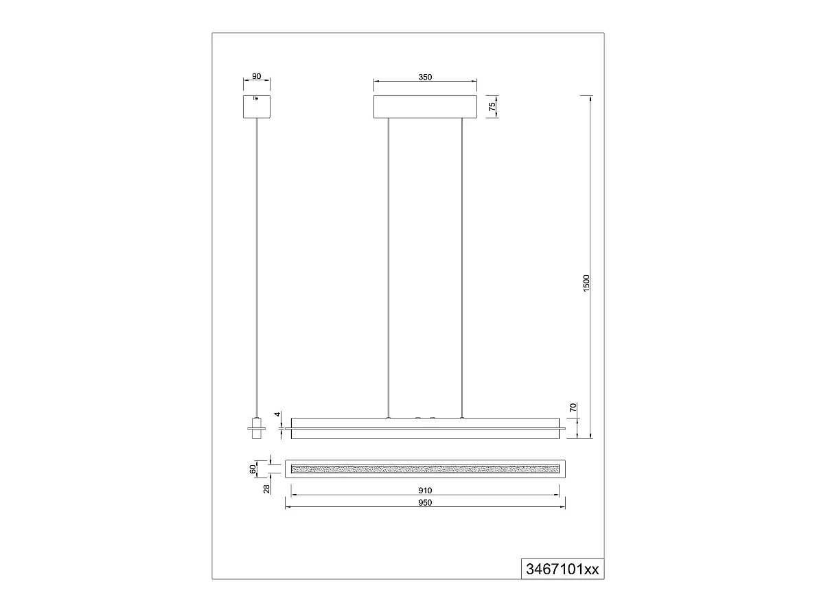 Hanglamp EMERSON - 0x0x150 cm - Grijs