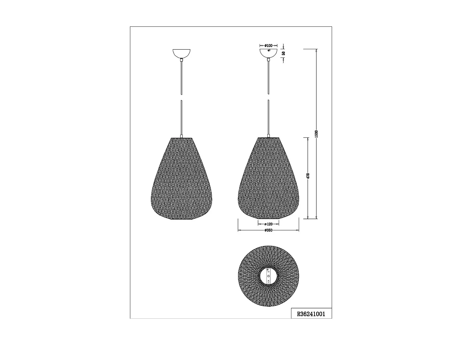 Lampada a sospensione, tessuto e metallo, bianco, D 35 cm, Janine