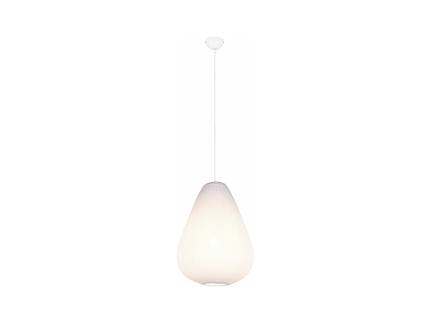 Lampada a sospensione, tessuto e metallo, bianco, D 35 cm, Janine