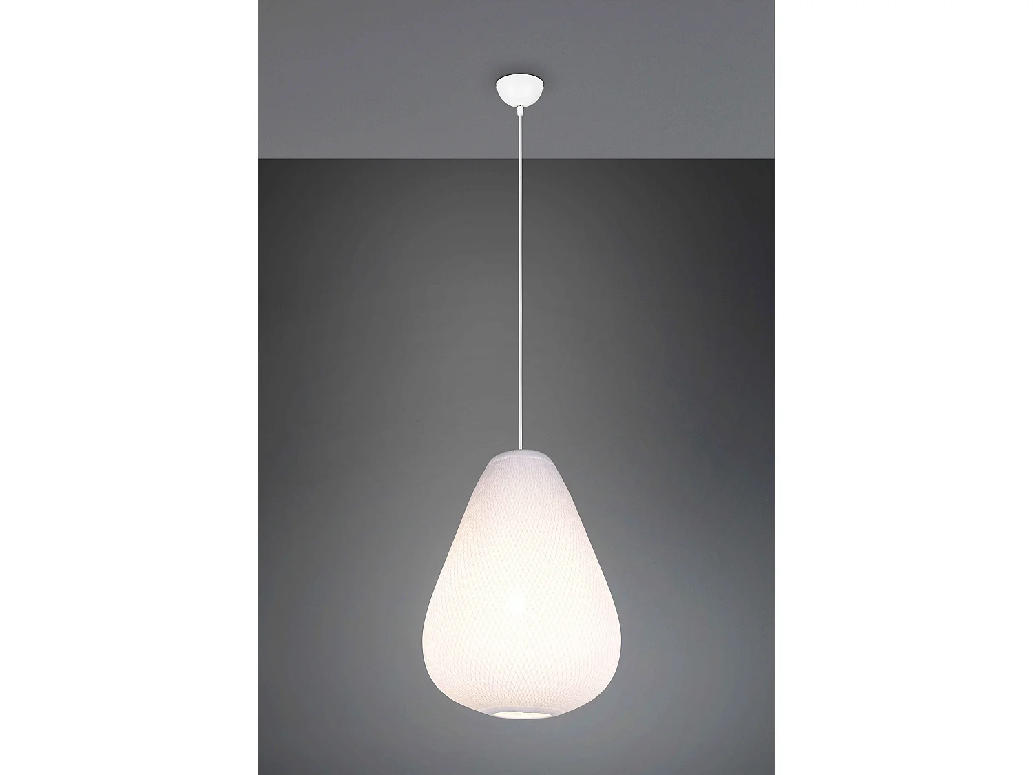 Lampada a sospensione, tessuto e metallo, bianco, D 35 cm, Janine