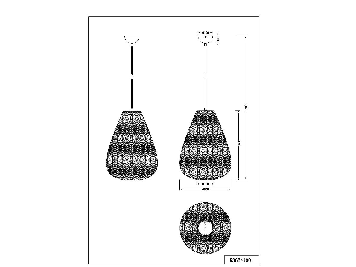 Hanglamp JANINE - 35x35x150 cm - Wit