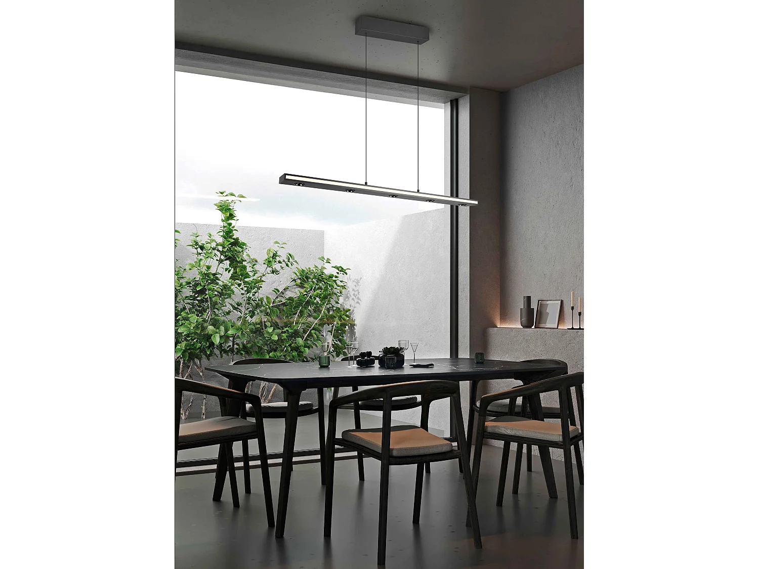 Lampada a sospensione LED bi-emissione, metallo, nero, L110 cm, Graham