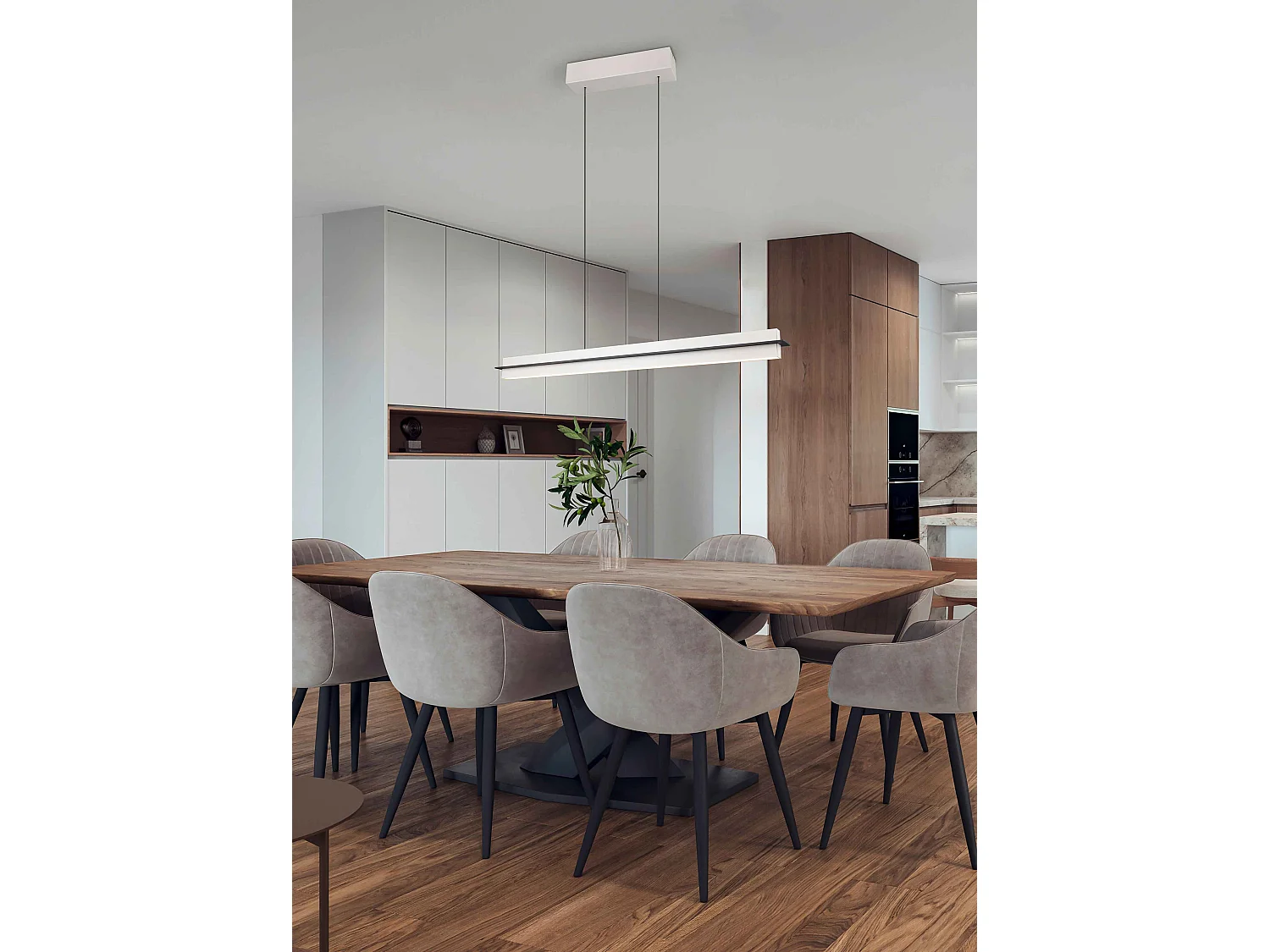 Lampada a sospensione LED, metallo, grigio caldo, L 95 cm, Emerson