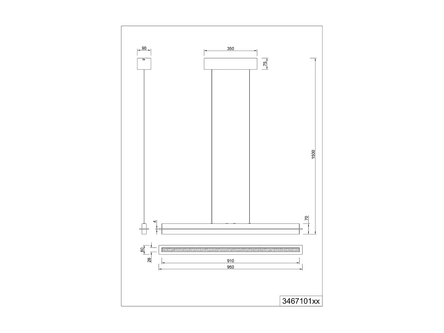 Lampada a sospensione LED, metallo, grigio caldo, L 95 cm, Emerson