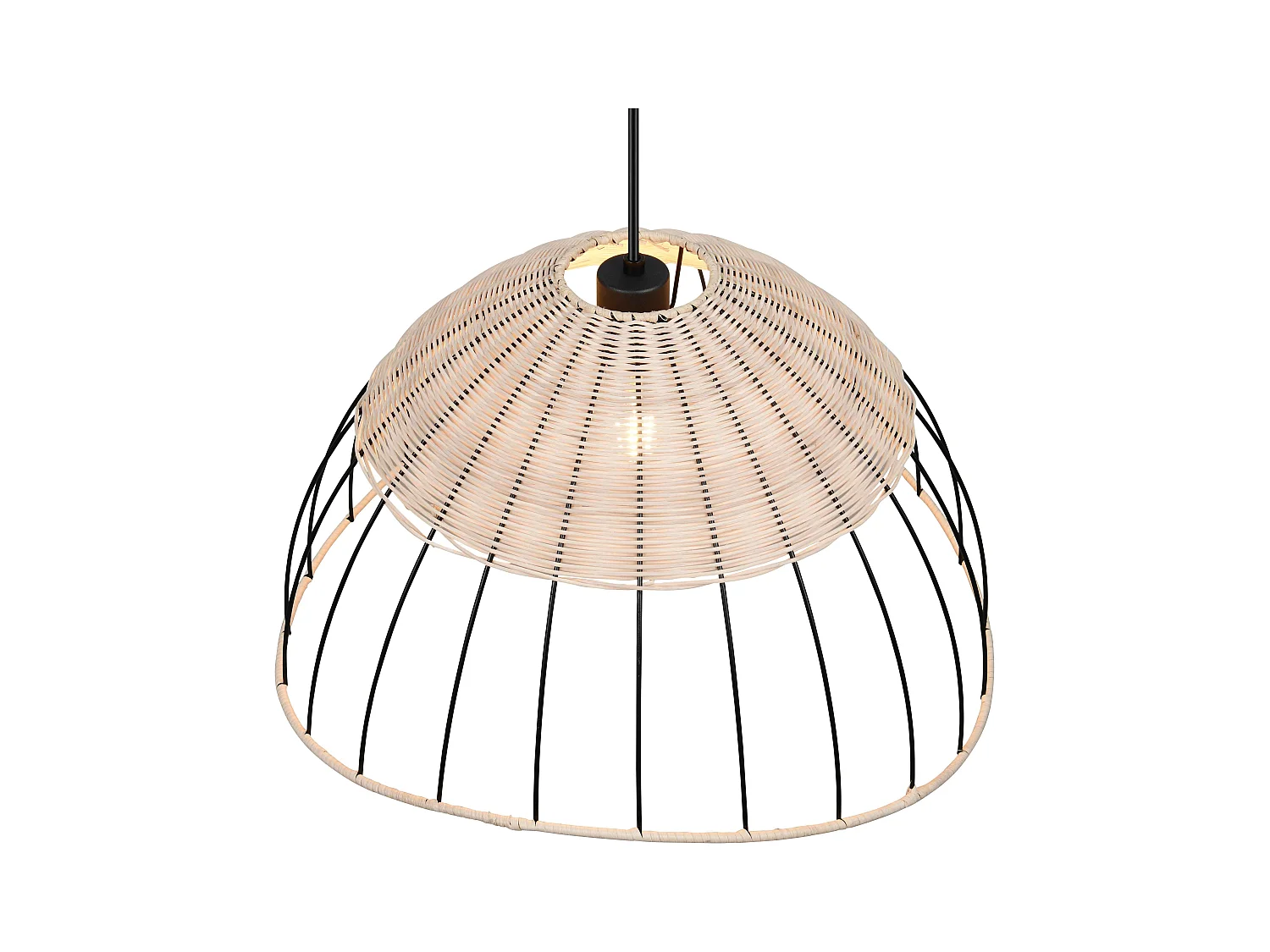 Lampada a sospensione, rattan e metallo, naturale e nero, D 48 cm, Sandrine
