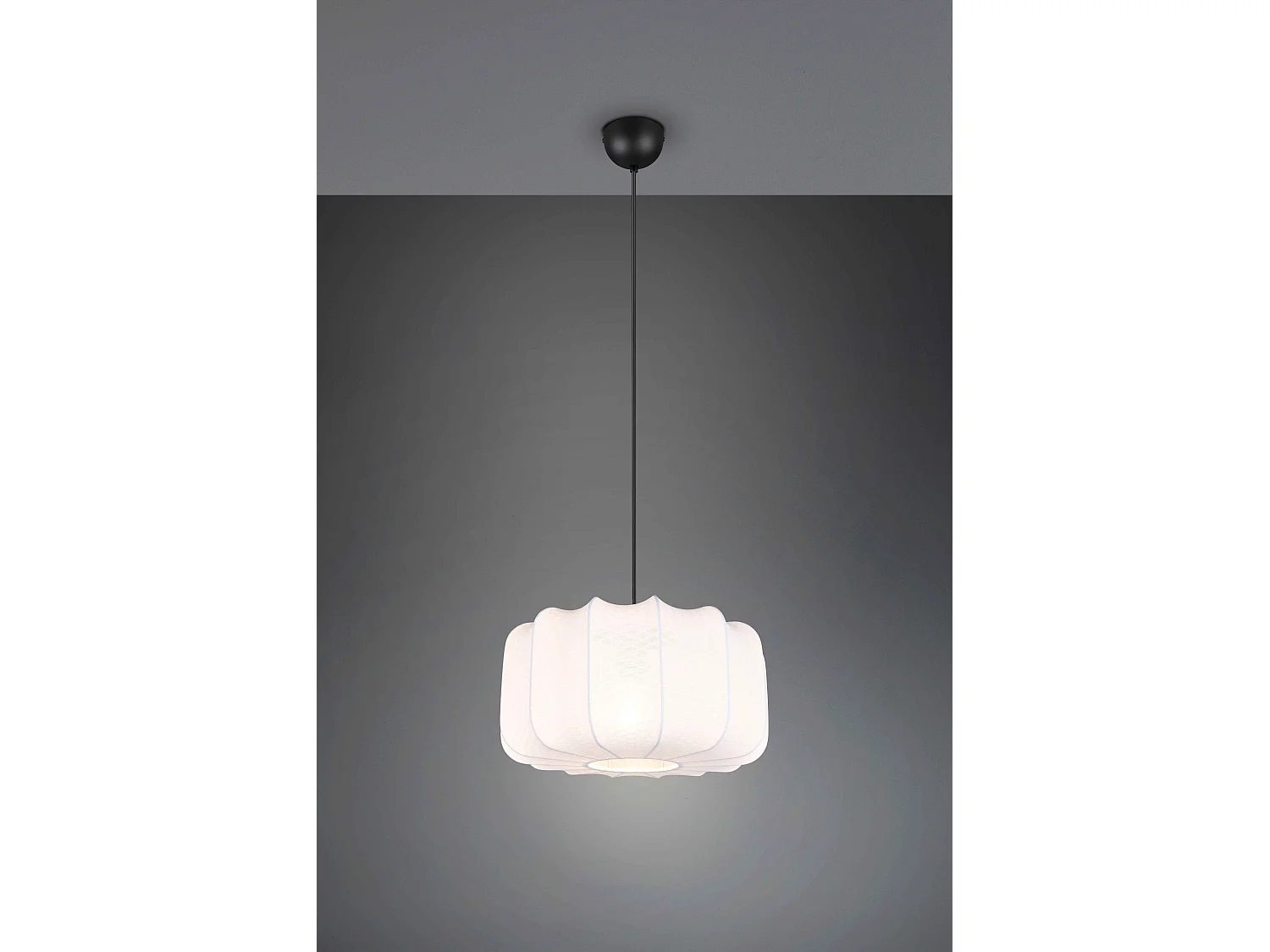 Lampada a sospensione, tessuto e metallo, bianco e nero, D 40 cm, Madeline