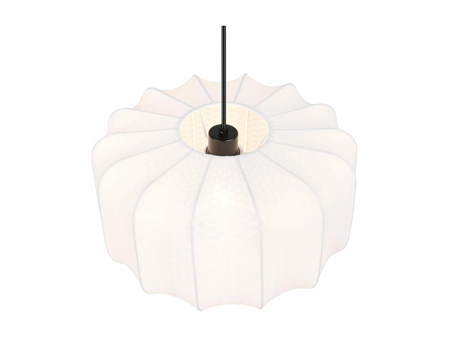 Lampada a sospensione, tessuto e metallo, bianco e nero, D 40 cm, Madeline