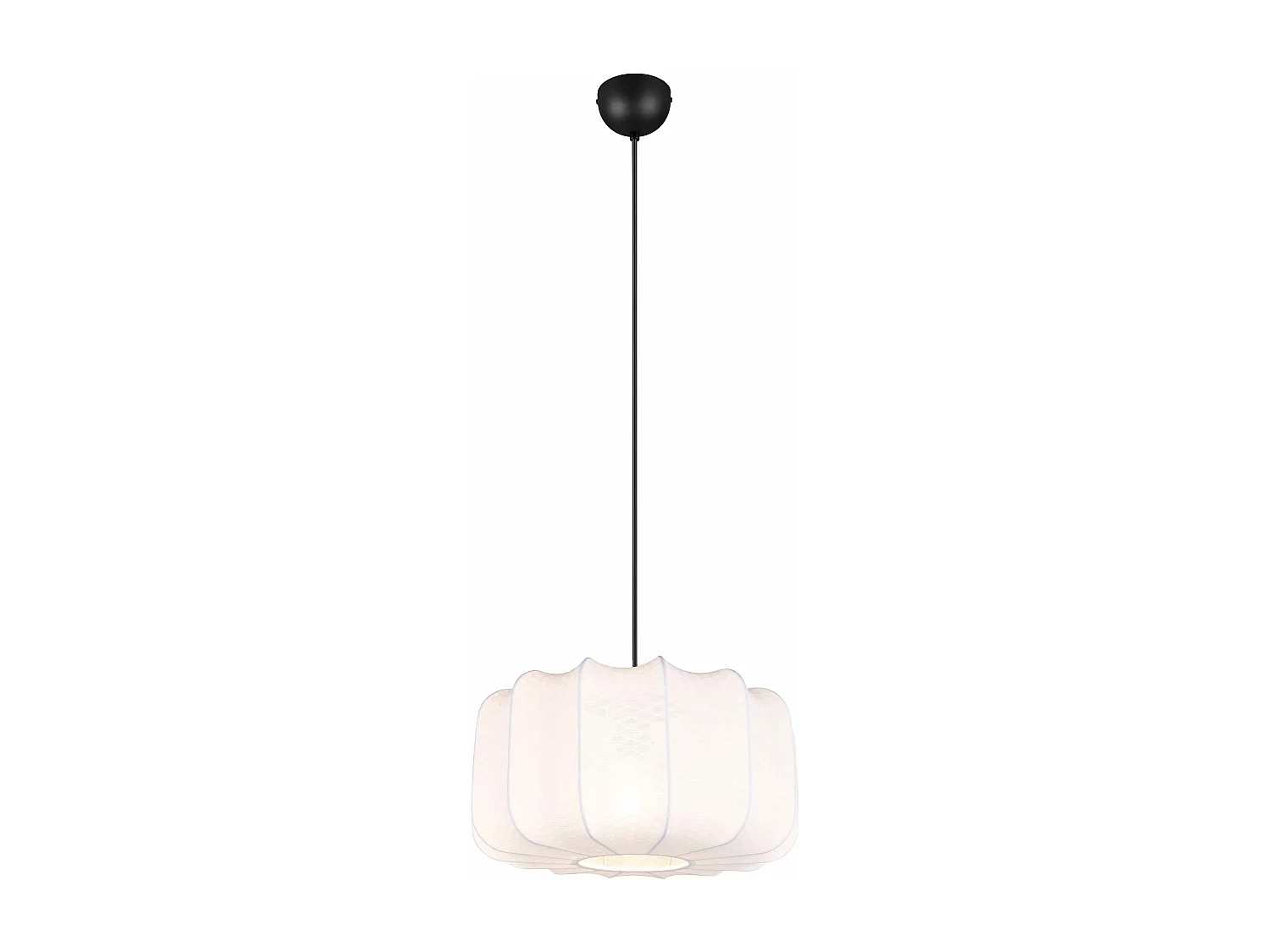 Lampada a sospensione, tessuto e metallo, bianco e nero, D 40 cm, Madeline