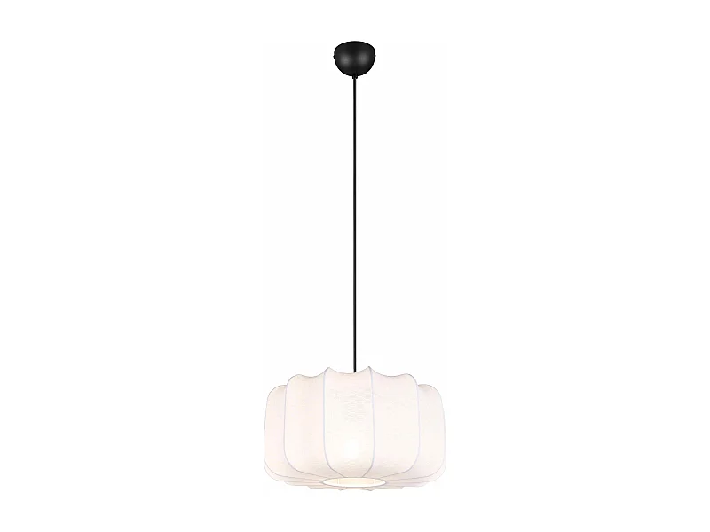 Lampada a sospensione, tessuto e metallo, bianco e nero, D 40 cm, Madeline
