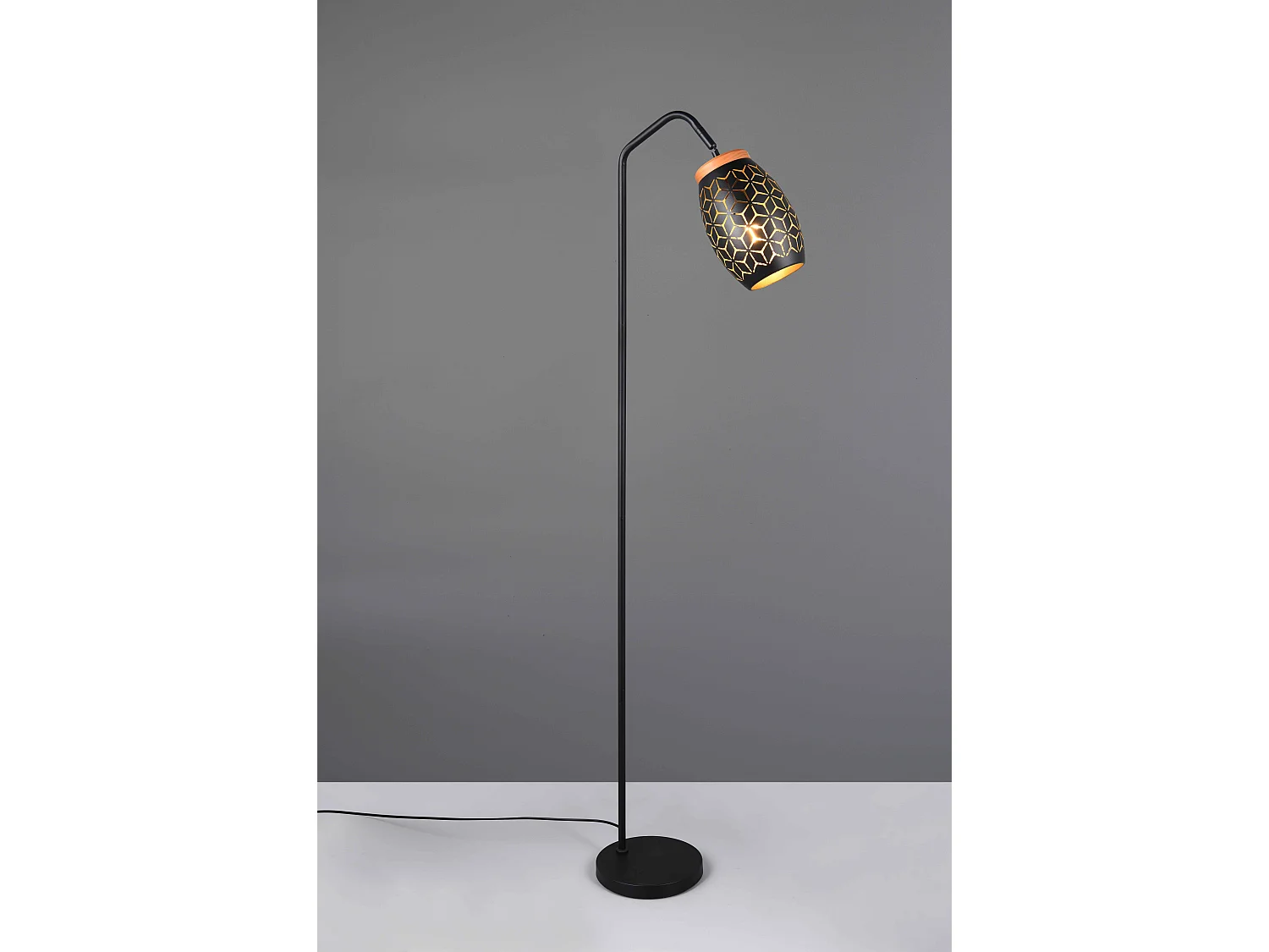 Piantana, metallo, nero e legno, H 147 cm, Bidar