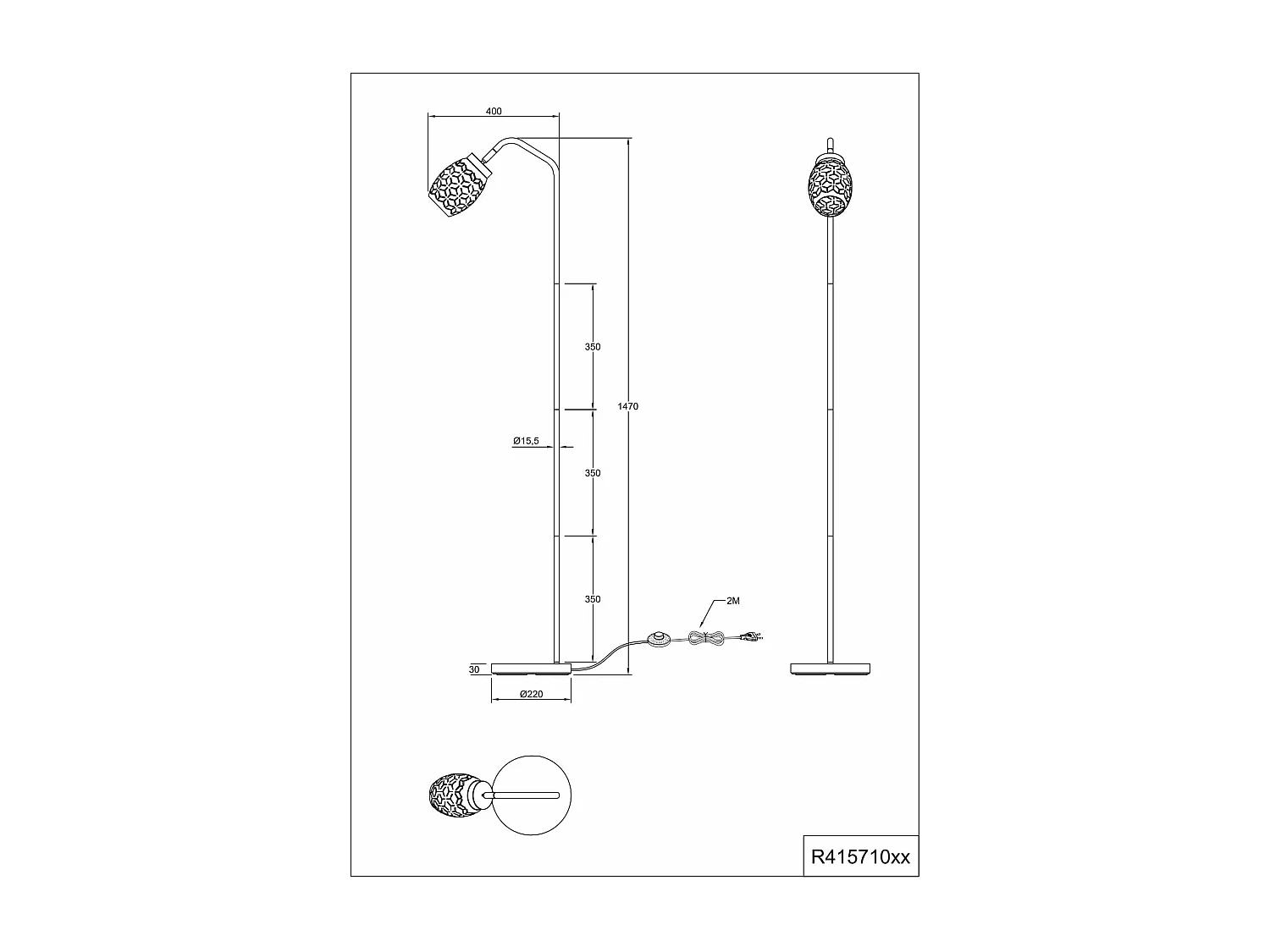 Piantana, metallo, nero e legno, H 147 cm, Bidar